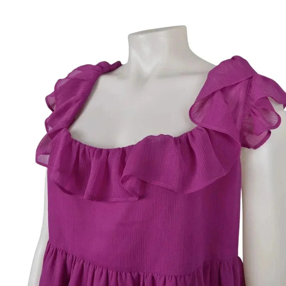 NWT  Banana Republic Factory Flutter Tie-Back Tank Top Blouse Magenta Size Large - Picture 6 of 14